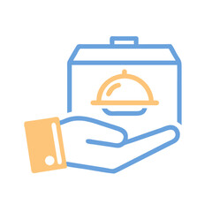 Hand Holding Package Icon Representing Meal Handover and Food Delivery