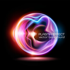 Vector neon background with dynamic lines and contrasting shades of pink and blue. Abstract 3d sphere. The effect of speed and movement.