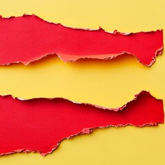 Torn Red Paper on Yellow Background Abstract Texture