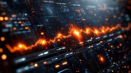 Futuristic data stream, digital wave, glowing network, tech background, stock photo
