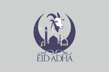 Illustration in flat style for Eid al-Adha, the Islamic festival of sacrifice.