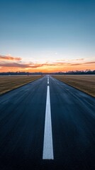 Fototapeta premium A long road with a white line down the middle