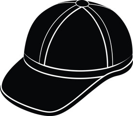Golf Hat Silhouette Black Vector | Sports Cap, Outdoor Game & Athlete Style Design