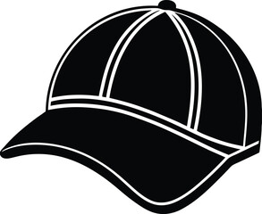 Golf Hat Silhouette Black Vector | Sports Cap, Outdoor Game & Athlete Style Design