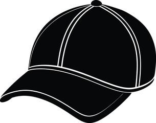 Golf Hat Silhouette Black Vector | Sports Cap, Outdoor Game & Athlete Style Design