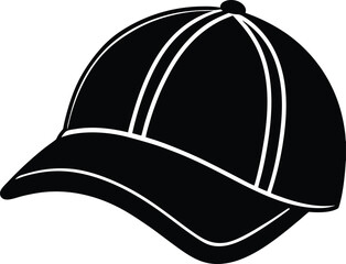 Golf Hat Silhouette Black Vector | Sports Cap, Outdoor Game & Athlete Style Design