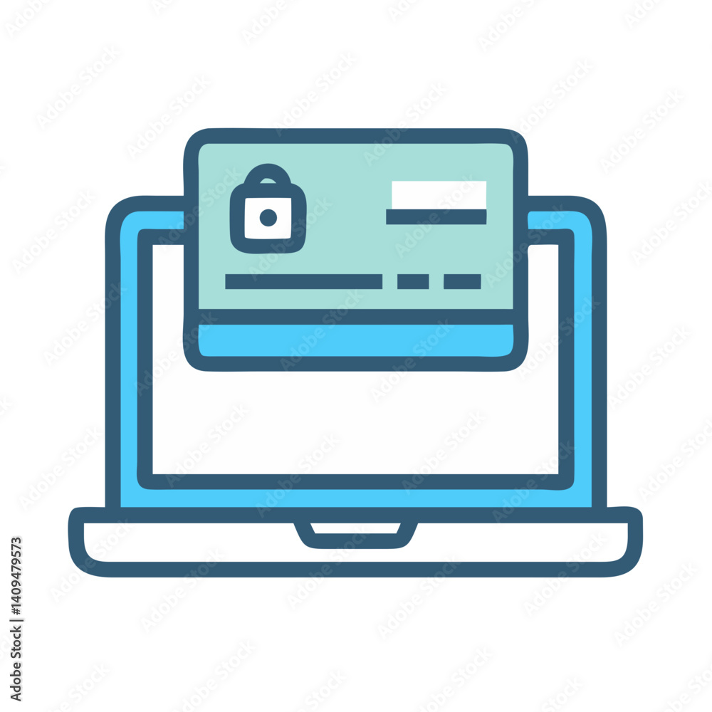 Aufkleber laptop with card reader icon representing online payment processing
