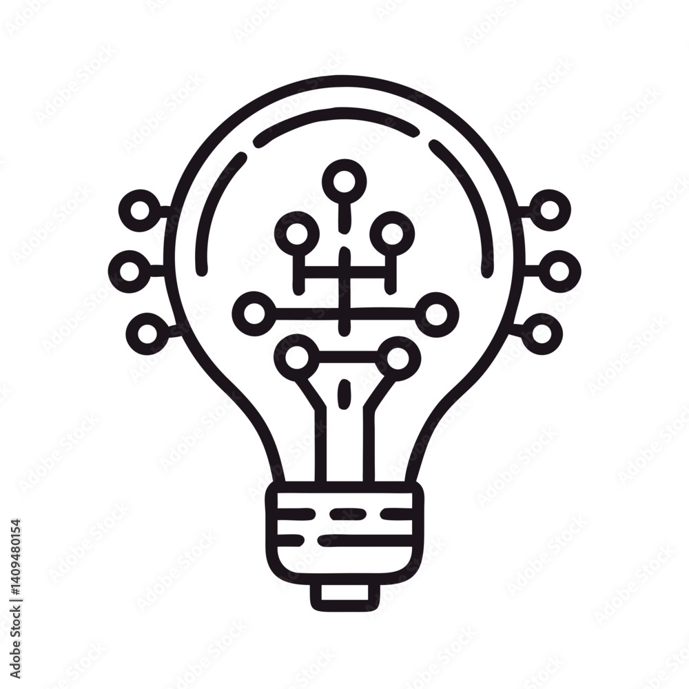 Aufkleber Light Bulb with Circuits Icon Representing AI Innovation