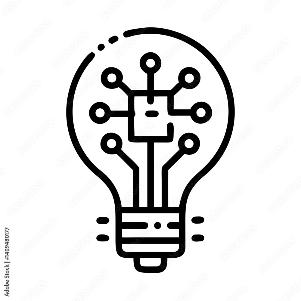 Aufkleber Light Bulb with Circuits Icon Representing AI Innovation