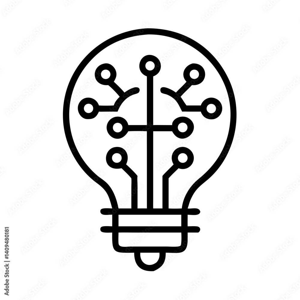Aufkleber Light Bulb with Circuits Icon Representing AI Innovation