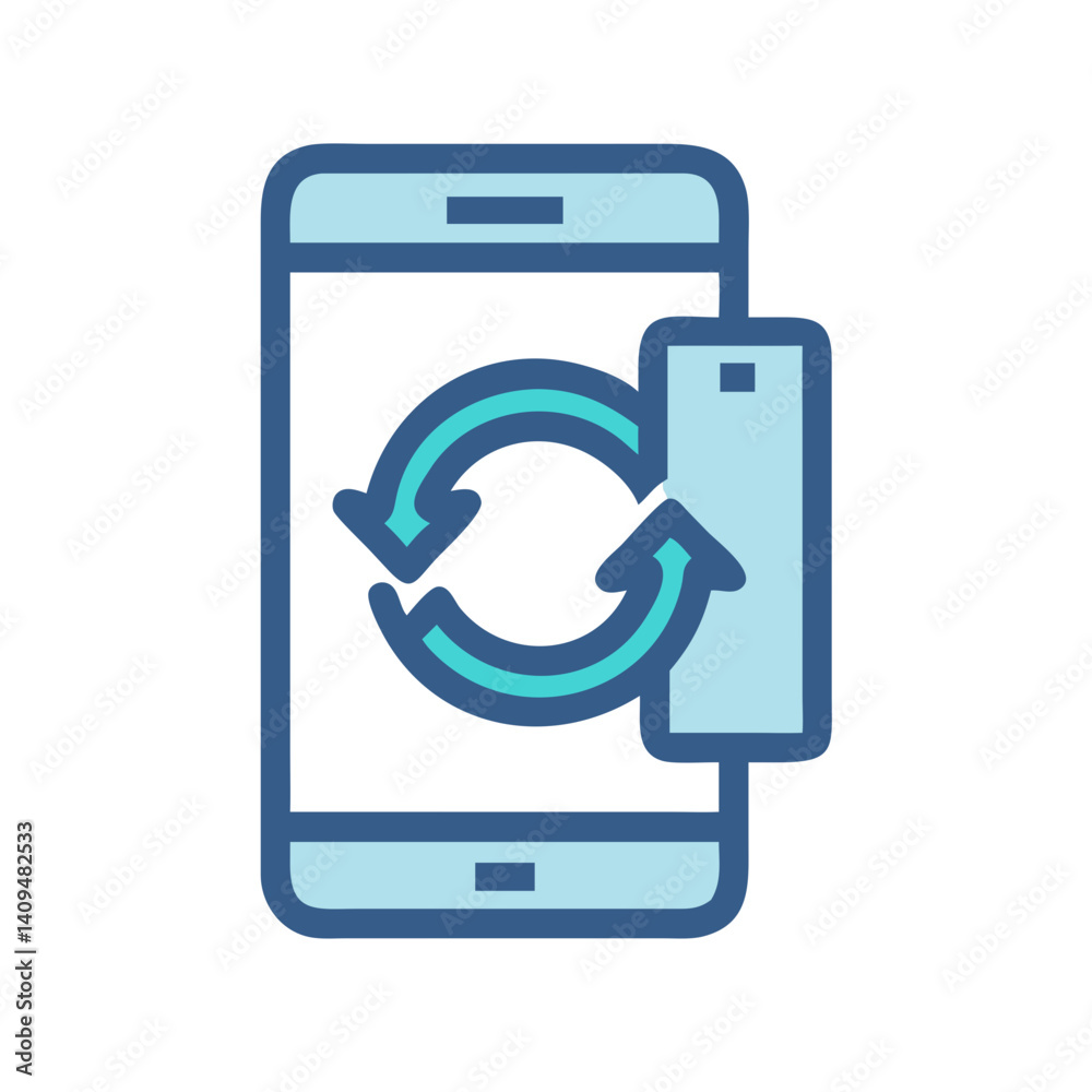 Poster Mobile Sync Icon Representing Content Synchronization