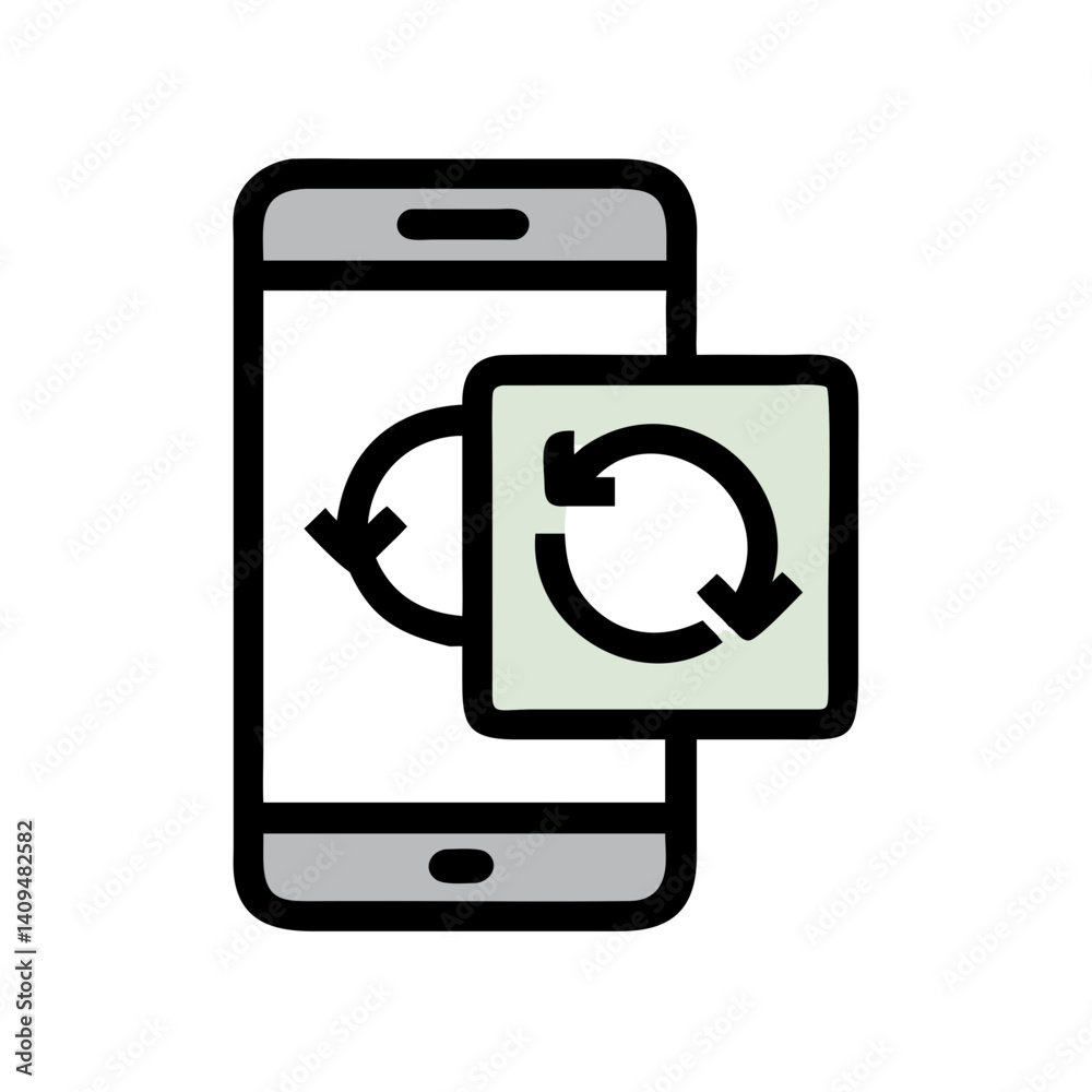 Poster Mobile Sync Icon Representing Content Synchronization