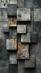 Industrial Metal Phone Wallpaper   Gray & Rusted Metallic Blocks on Textured Wall | Artistic Mobile Background in 4K HD

