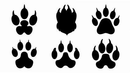 Fototapeta premium set of different animal paw print silhouette vector on white background