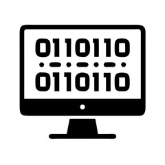 Obraz premium Monitor with Binary Code Icon Representing Data Processing