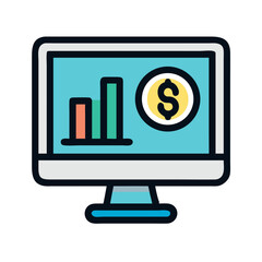 Monitor with Money Icon Representing Financial Transactions