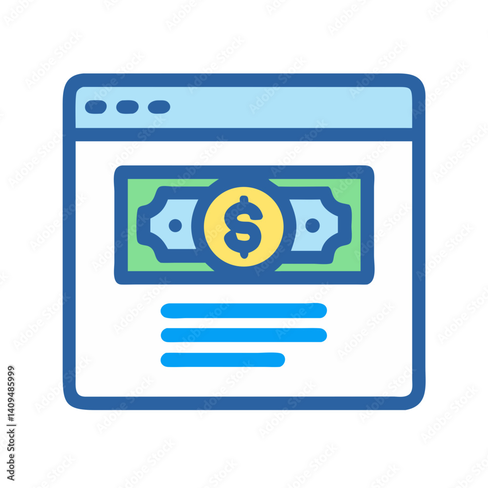 Poster payment interface icon representing monetized transactions