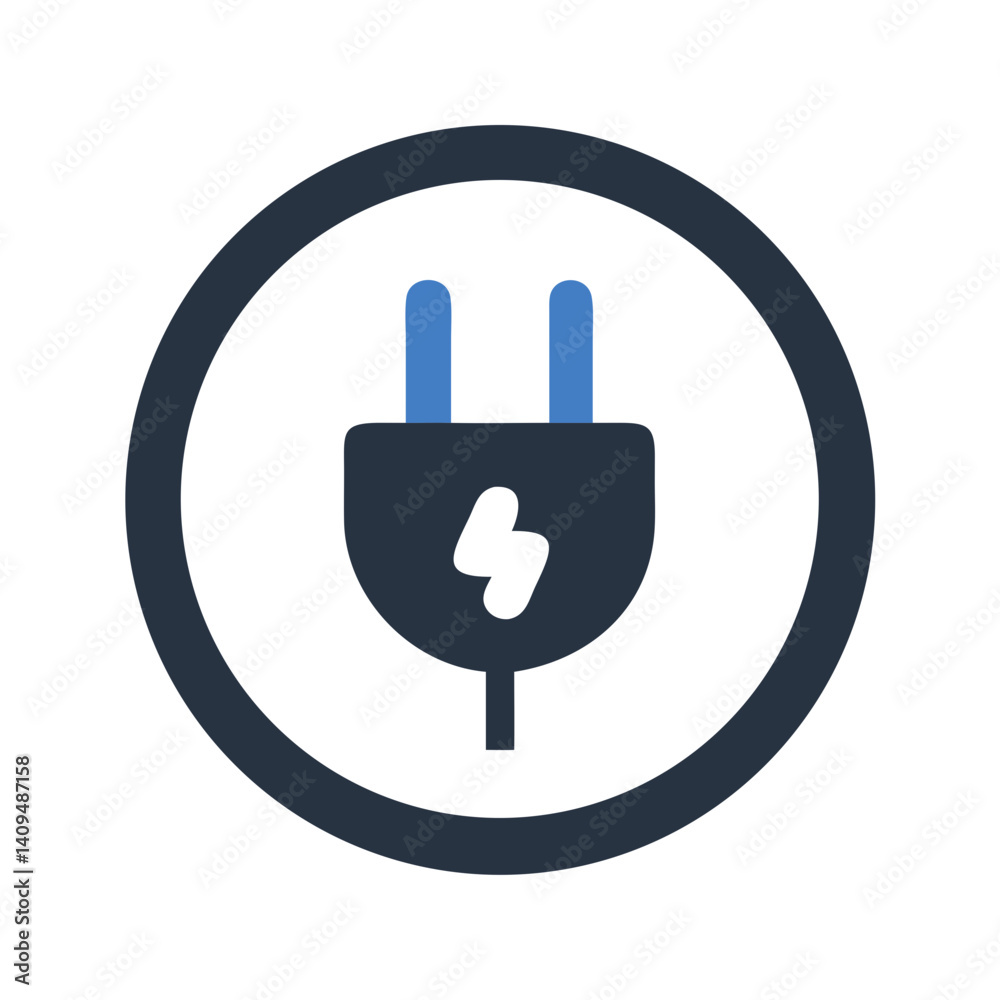 Poster power plug-in circle icon representing electric connection