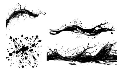 4x SET of vector illustration splash of water 