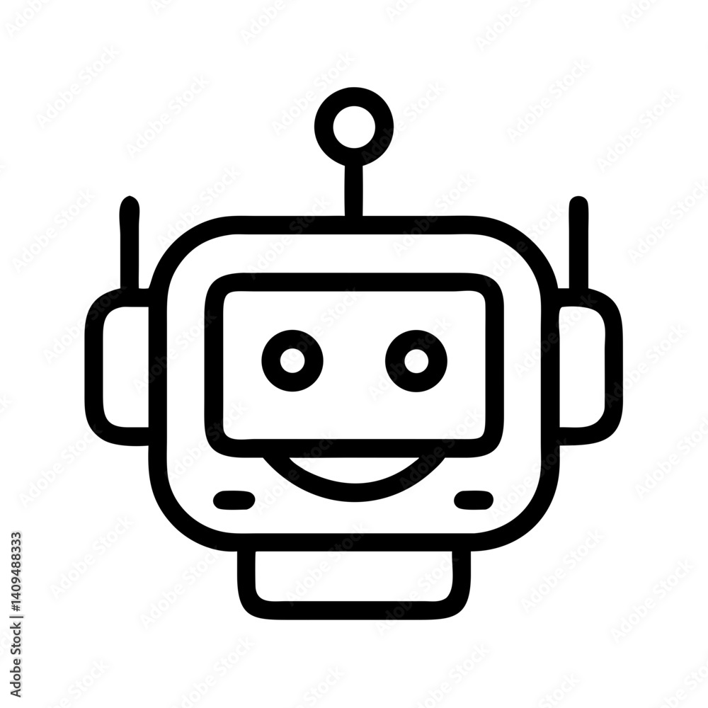 Aufkleber Robot Face Icon Representing Friendly AI Assistant