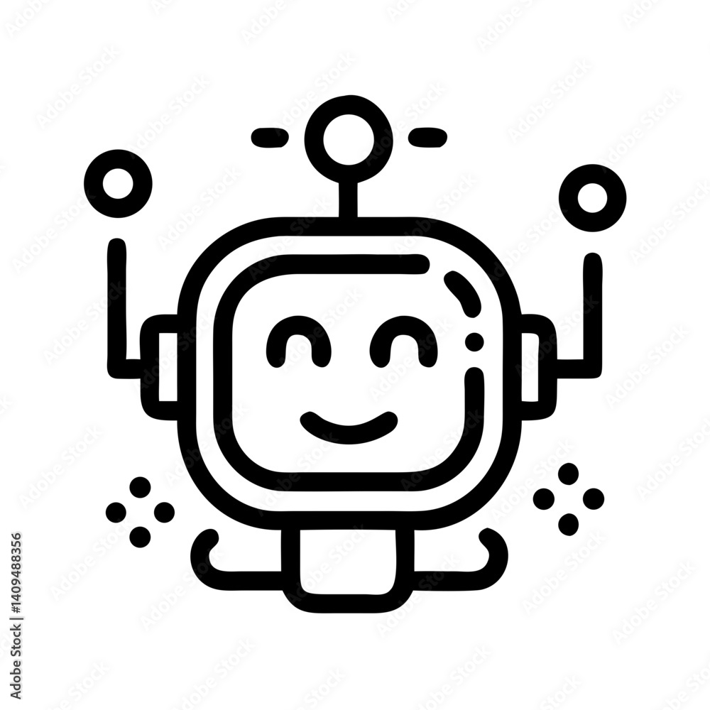 Poster Robot Face Icon Representing Friendly AI Assistant