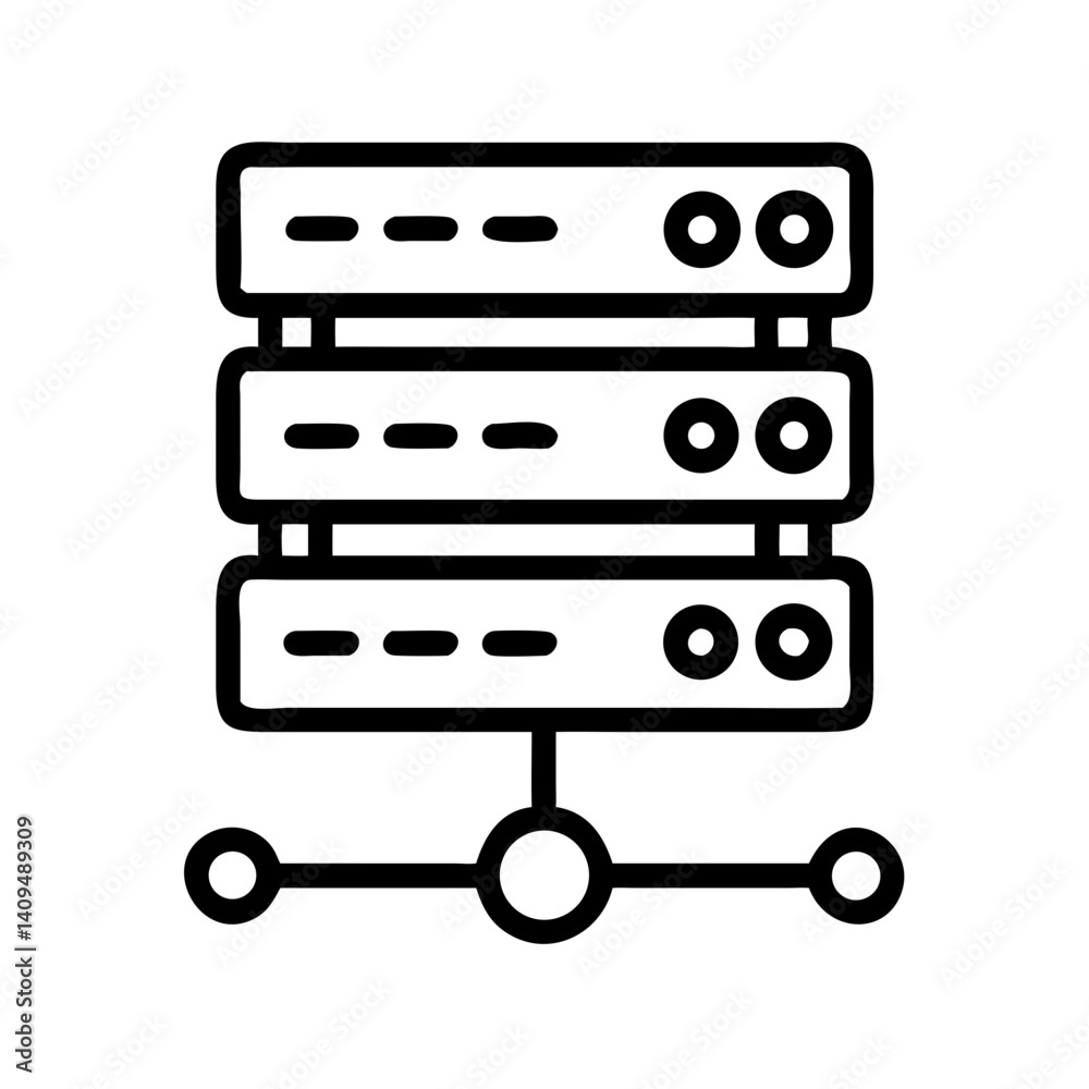 Aufkleber Server with Network Line Icon Representing Data Transmission