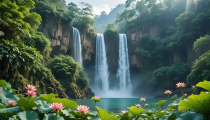 waterfall in the mountains
