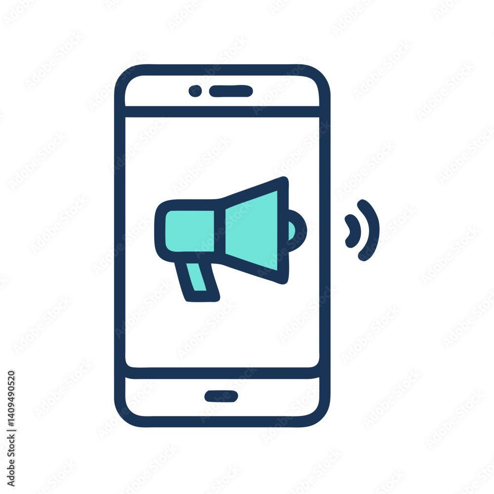 Poster smartphone speaker icon representing mobile audio output