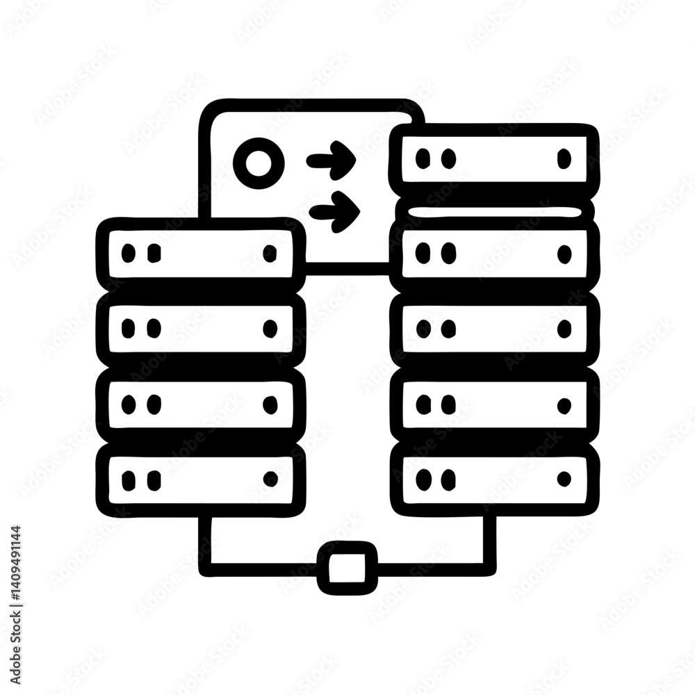 Poster Stacked Servers Icon Representing Data Management