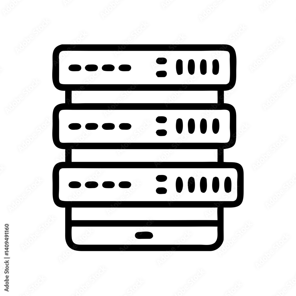 Poster Stacked Servers Icon Representing Data Management