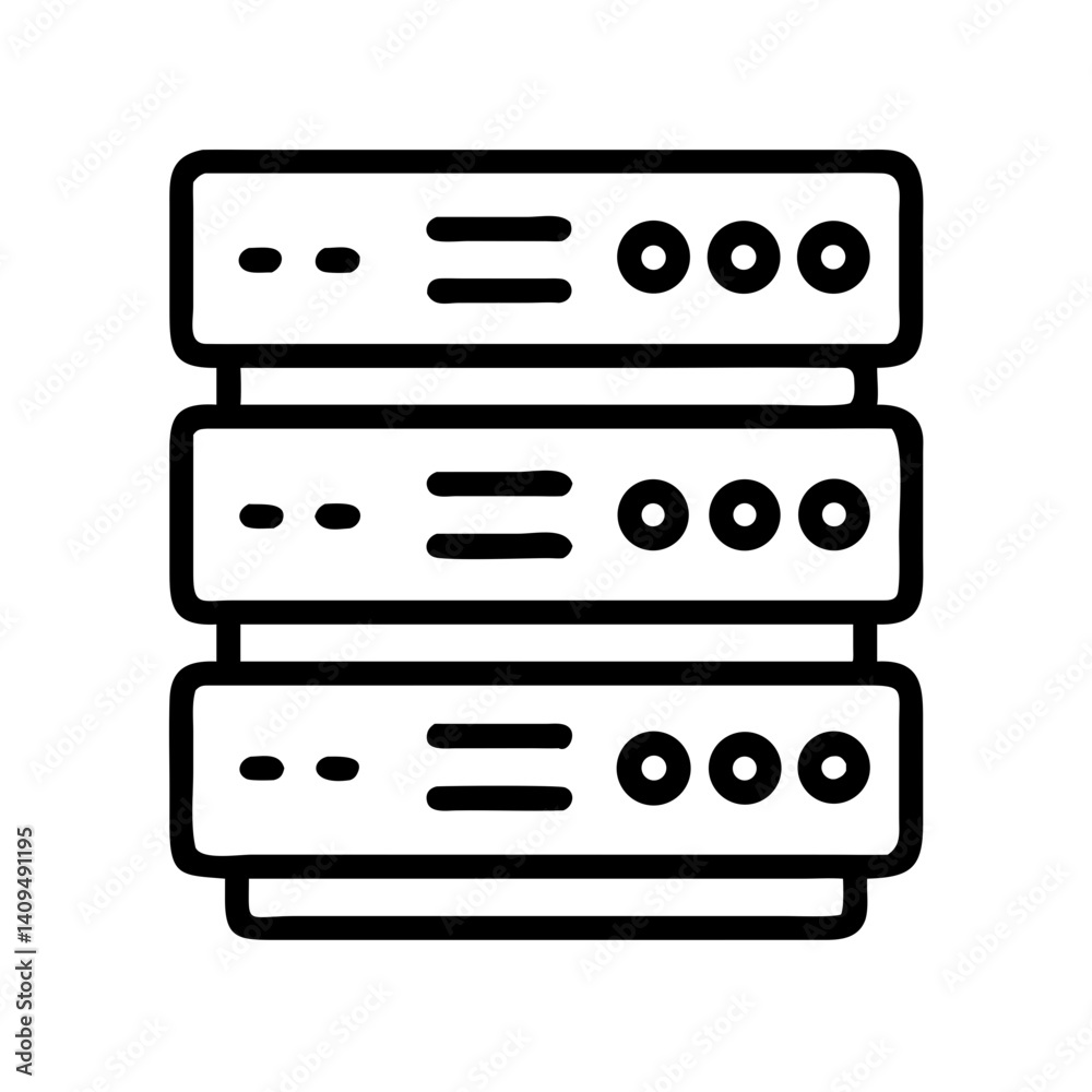 Poster Stacked Servers Icon Representing Data Management