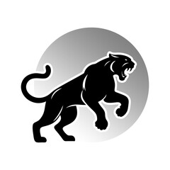 Black panther logo vector illustration template. Simple letter design in circle