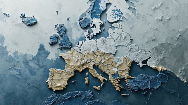 Political map of European Union member states. 27 EU member states, after United Kingdom left. Special member state territories are not included. Blue and gray illustration, English labeling. Vector.