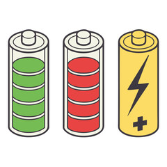 Battery Full Low Charging Icon Line Art Vector Illustration Design