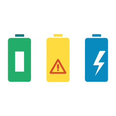 Battery Full Low Charging Icon Line Art Vector Illustration Design