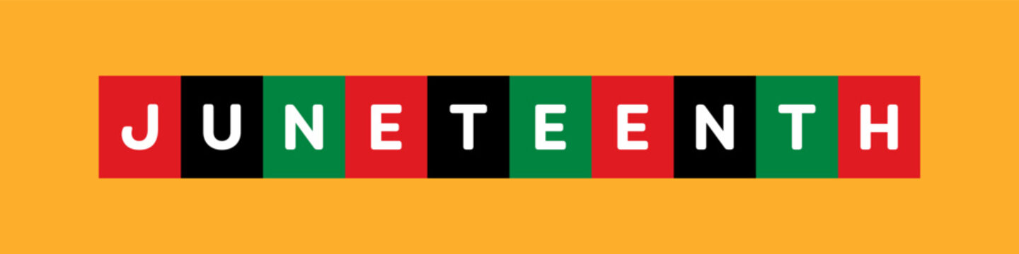Juneteenth Banner. Web Banner with Typography. Juneteenth Text Banner with Pan-African Flag Colours for Juneteenth Freedom Day June 19th. Vector Illustration. 