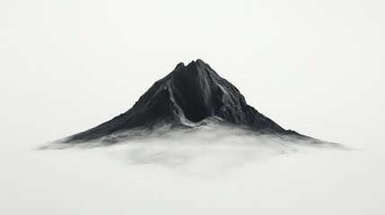 Dramatic monochrome mountain peak drawing art minimalist nature landscape illustration grey hill view