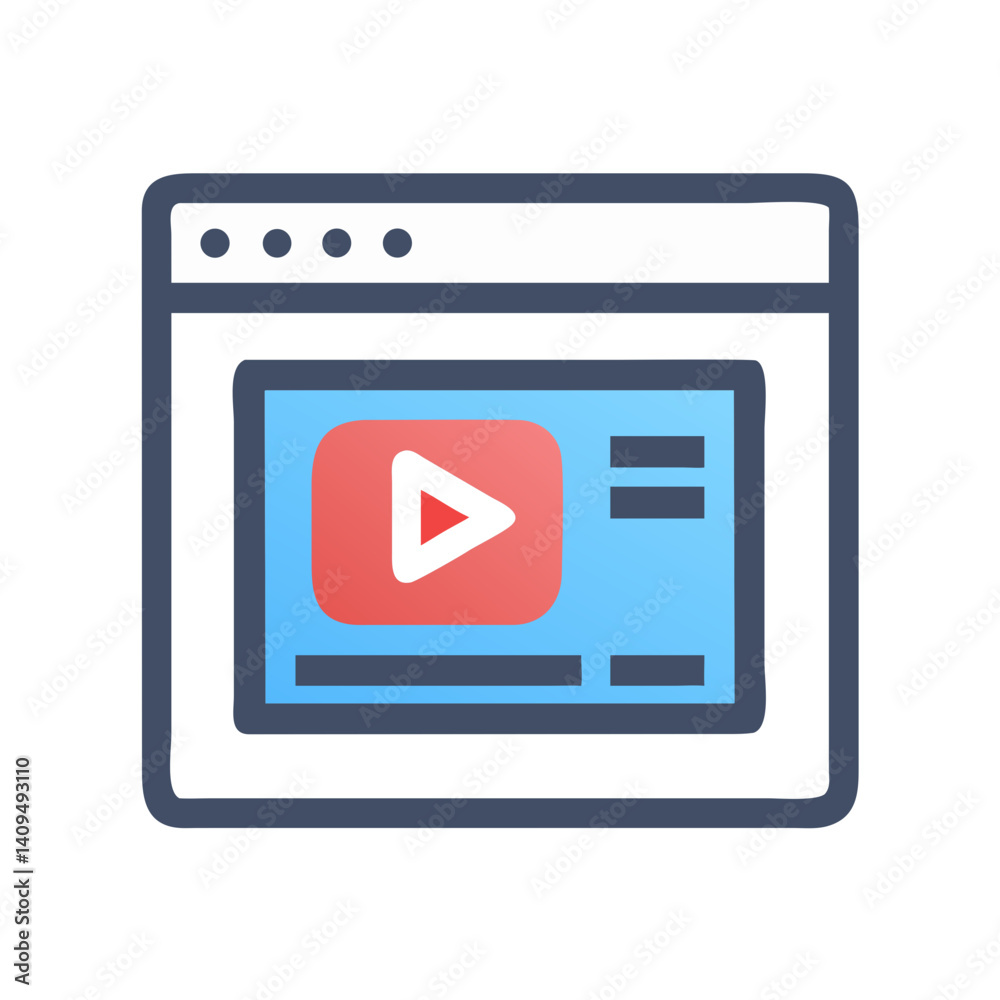 Poster Video Player in Browser Icon Representing Web Streaming