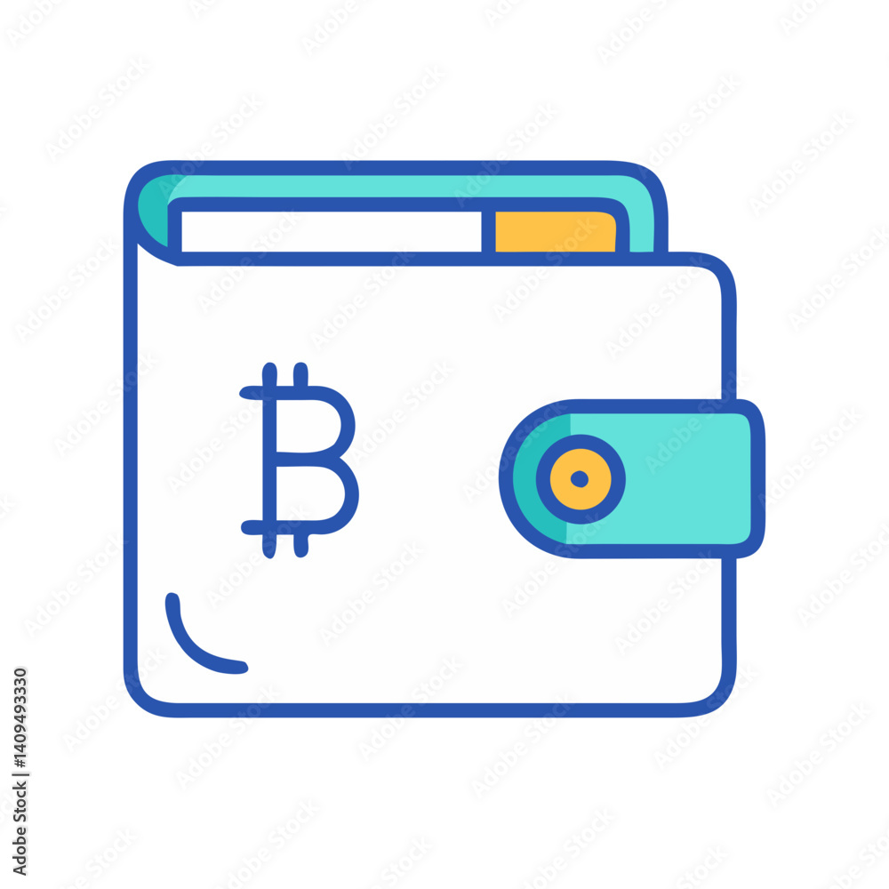 Poster wallet with bitcoin icon representing crypto wallet