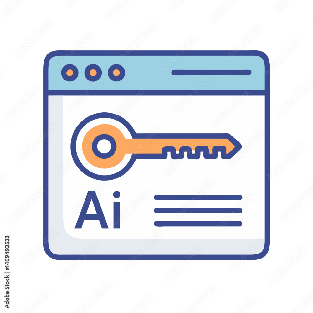 Poster Web Page with Key Icon Representing AI Access