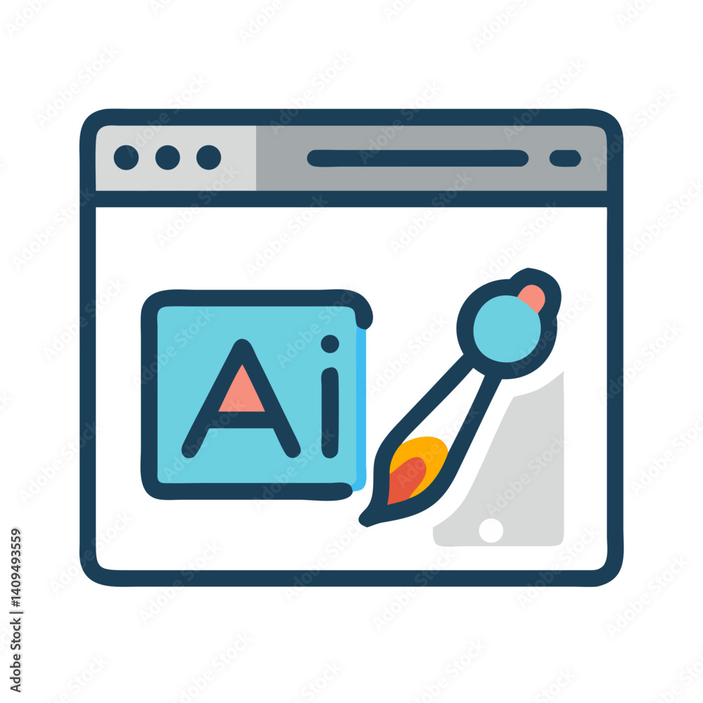 Poster Web Page with Paint Tool Icon Representing AI Design Interface