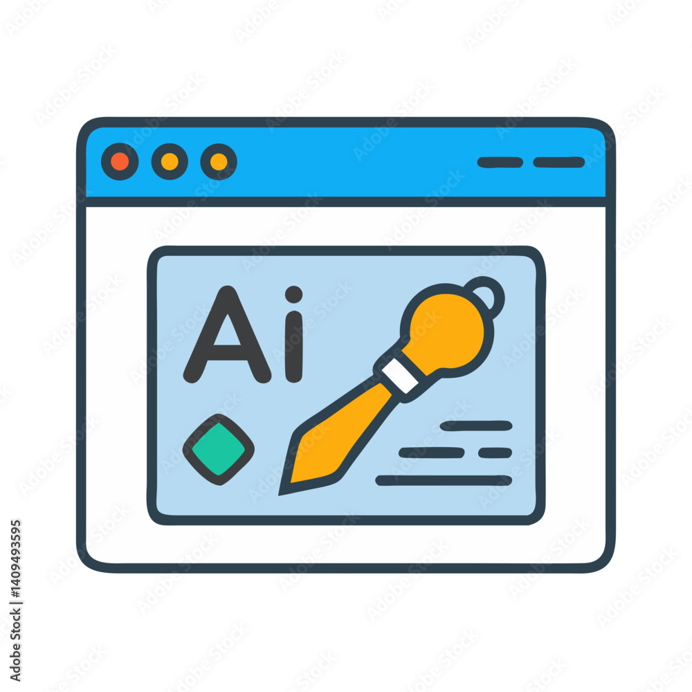 Poster Web Page with Paint Tool Icon Representing AI Design Interface
