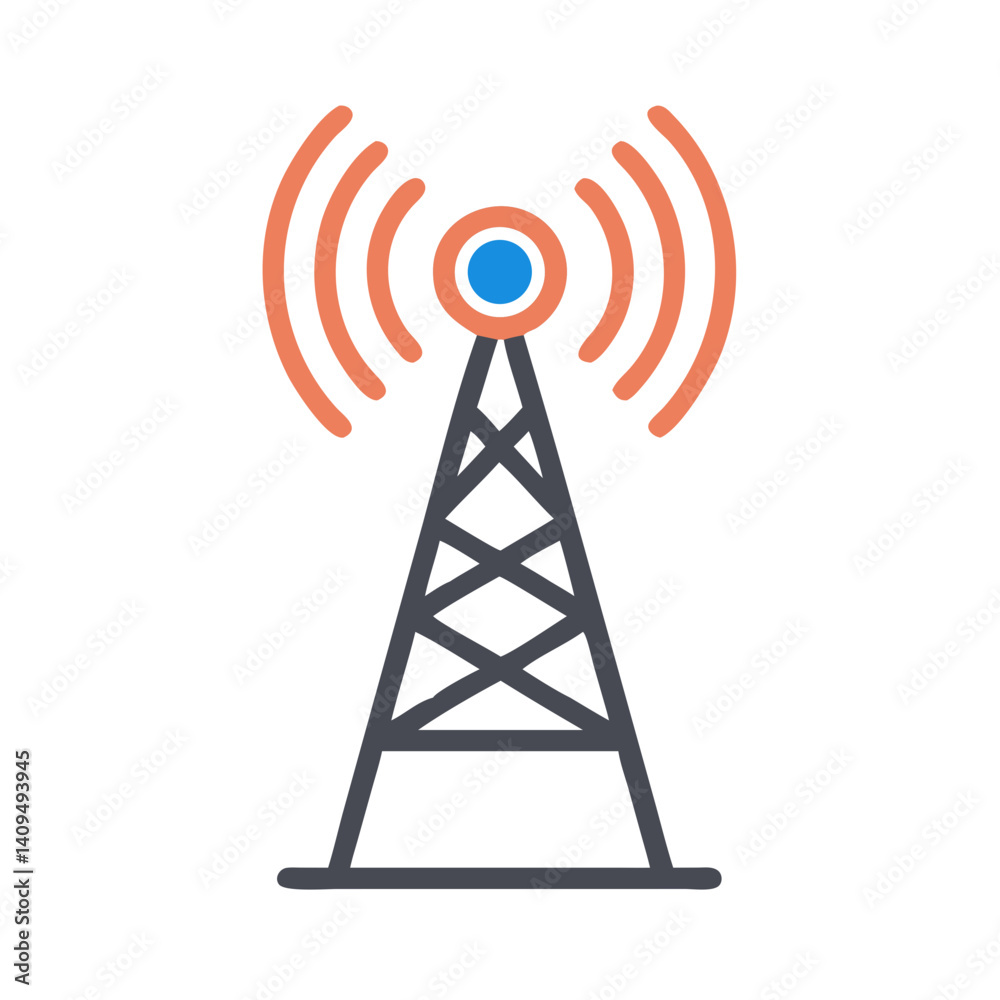 Aufkleber wireless tower icon representing iot signal transmission