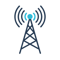 Wireless Tower Icon Representing IoT Signal Transmission