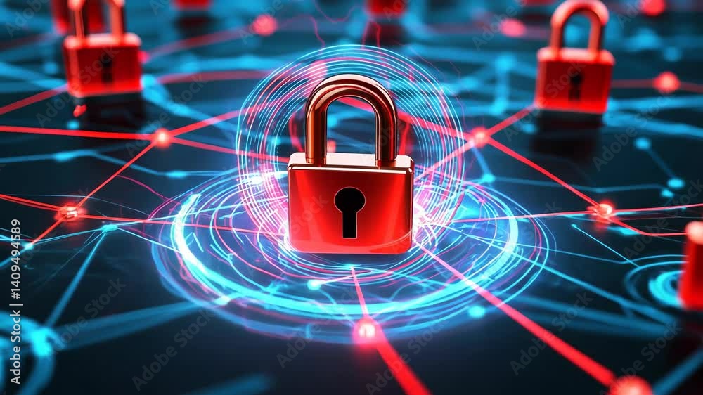 Poster Network security locks in a digital system.