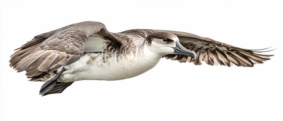 Seabird Flying Isolated on White. Use for animal brochures, bird guides