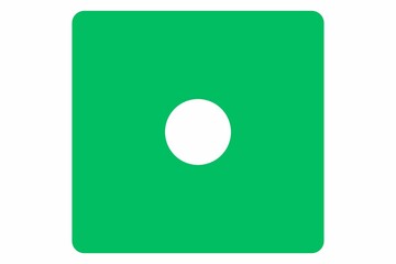 Green Dice number 1 on a white background