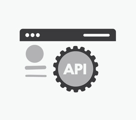API gear icon on a browser window, application programming interface