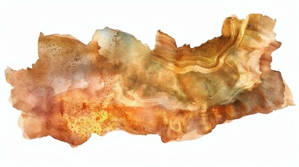 Fototapeta premium Watercolor Texture in Gold, Bronze and Brown: Organic Abstract Design on White Background for Creative Projects