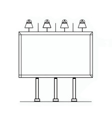 Obraz premium Billboard outline with lights on white background